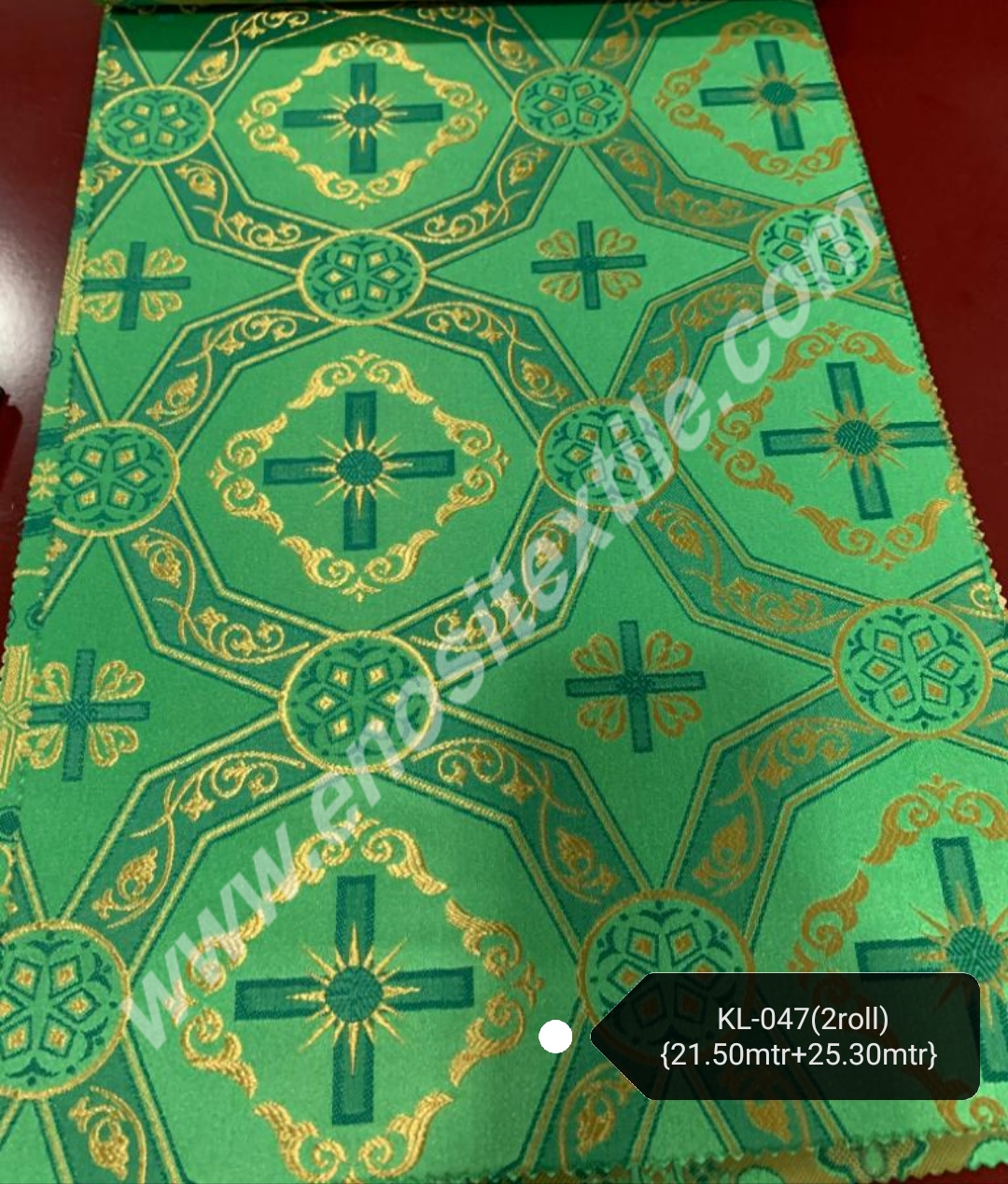 KL-047 Green-Gold Brocade Fabrics